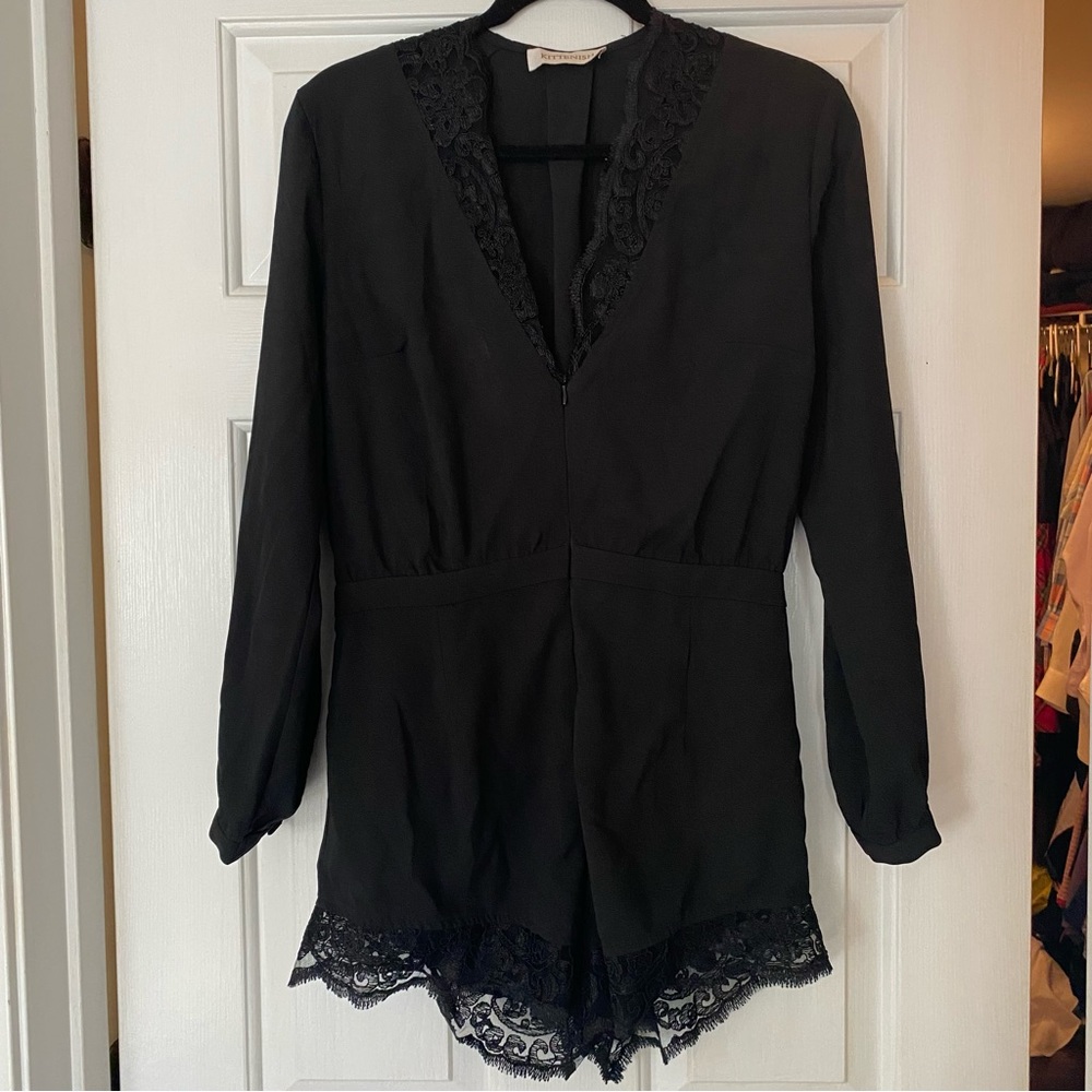 Black Kittenish long sleeve romper